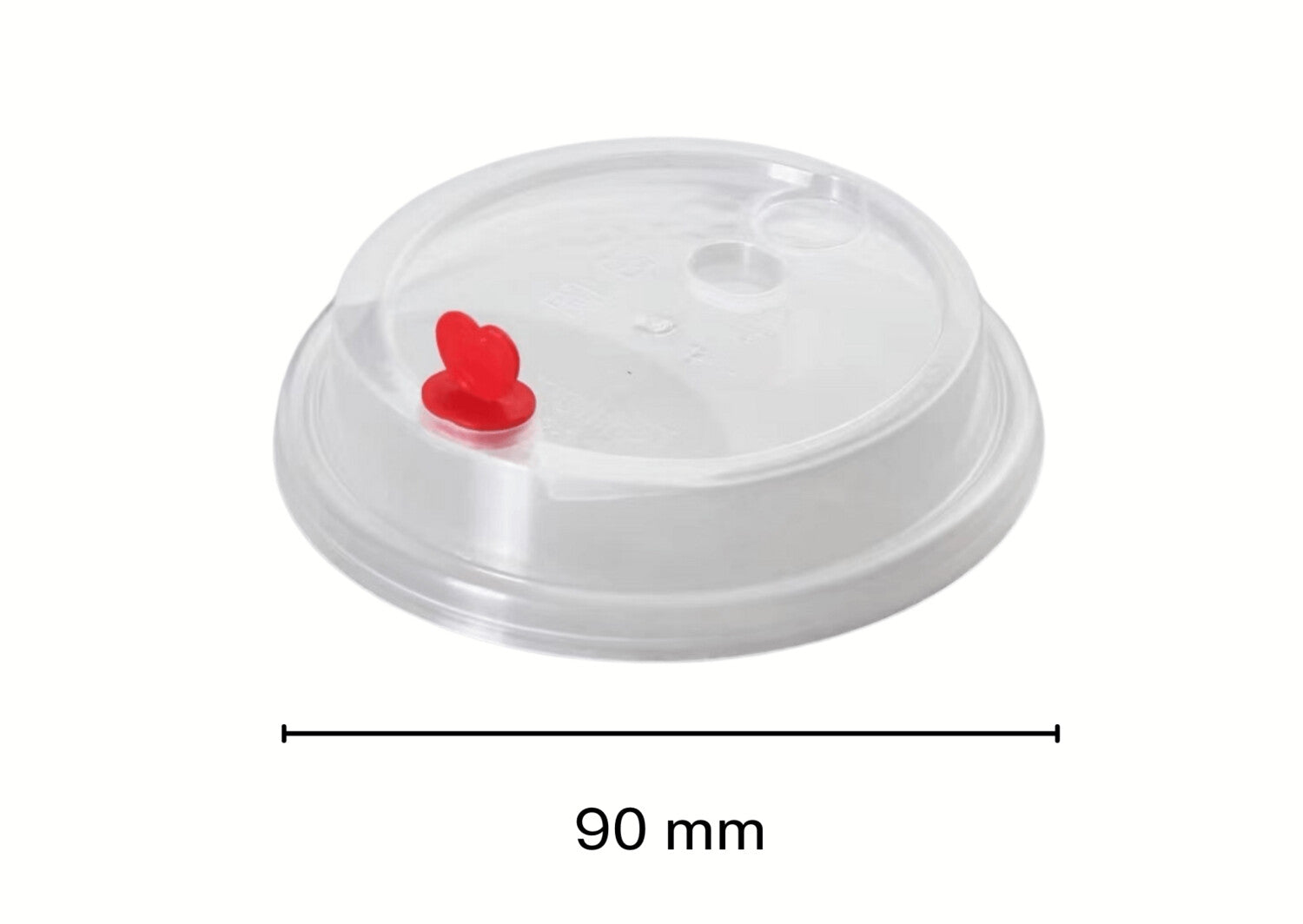 90mm PP Clear Skinny Lids with Red Heart Stopper