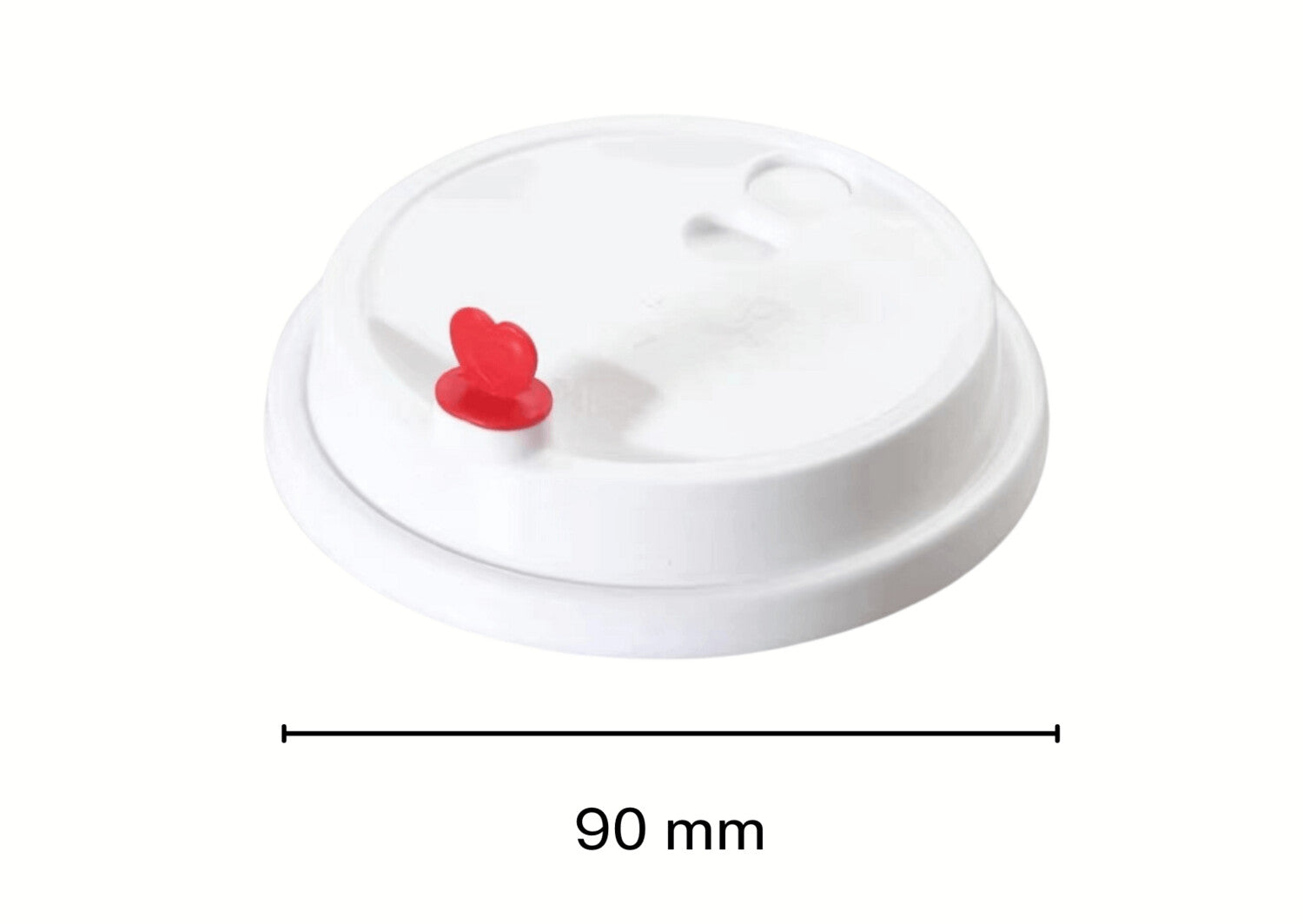 90mm PP White Skinny Lids with Red Heart Stopper